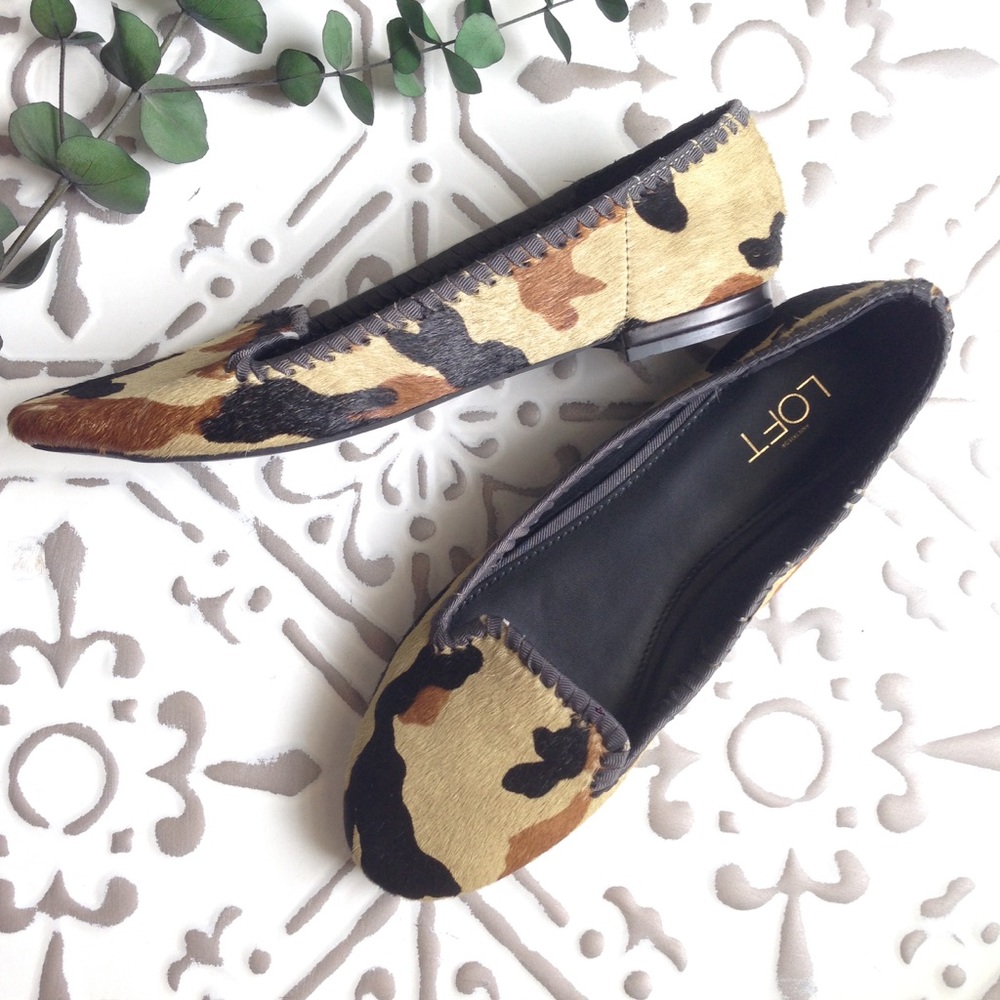 NWOB Ann Taylor LOFT Animal Print Flats Loafers